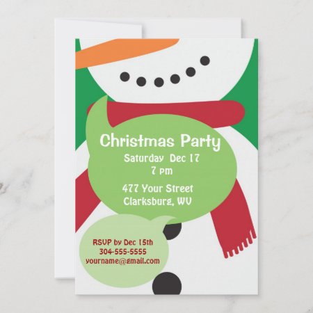 Snowman Christmas Party Invitation