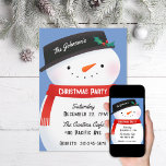 Snowman Christmas Party Invitation<br><div class="desc">Illustrated snowman with black hat and red scarf</div>
