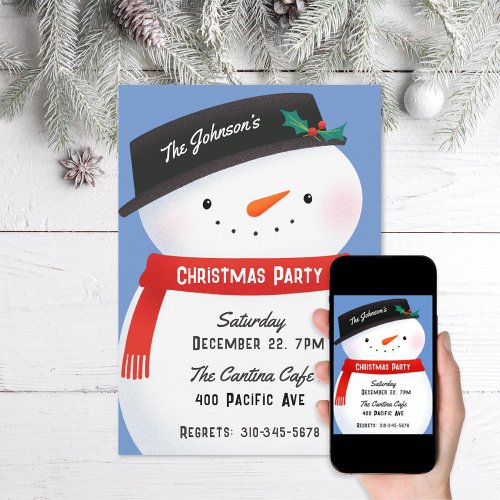 Snowman Christmas Party Invitation