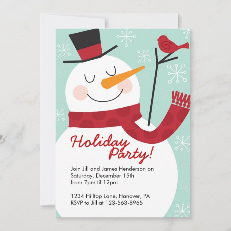 Snowman Christmas Party Invitations | Zazzle