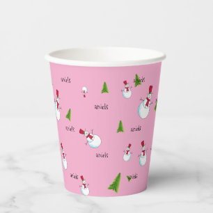 Snowman Christmas Party Personalized Paper Cups