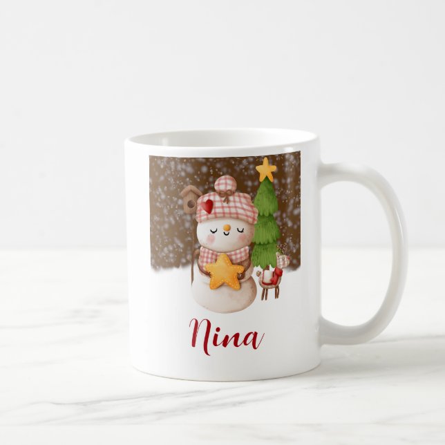 Snowman, Christmas Personalized Coffee Mug (Right)