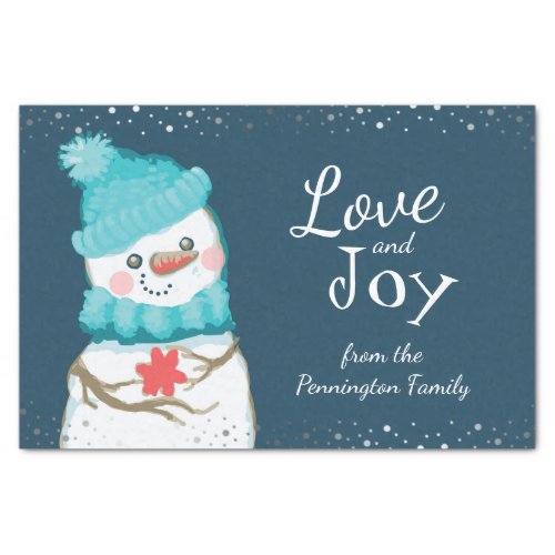 Snowman Christmas Personalized Family Name Tissue Paper