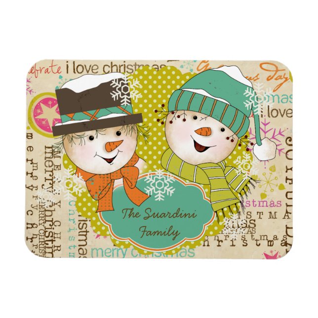 Snowman Christmas Personalized Flexi Magnet (Horizontal)