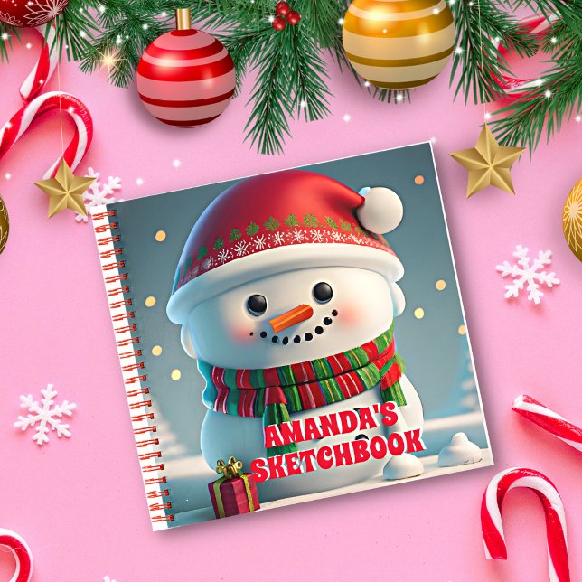 Snowman Christmas Personalized Kids Sketchbook Notebook (Creator Uploaded)