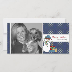 Snowman Christmas Photo Card {blue}