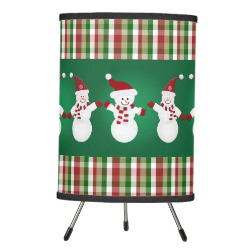 Snowman Christmas Plaid Tripod Lamp