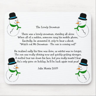 Snowman Christmas Poem Mouse Pad