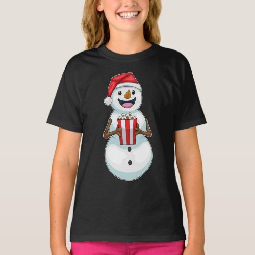 Snowman Christmas Popcorn T_Shirt