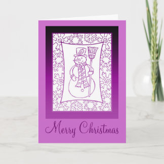 Snowman Christmas Purple Holiday Card by Janz