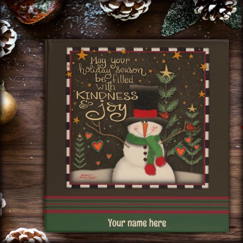 Snowman Christmas Quote Holiday Organizer 3 Ring Binder