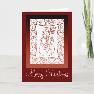 Snowman Christmas Red Holiday Card by Janz