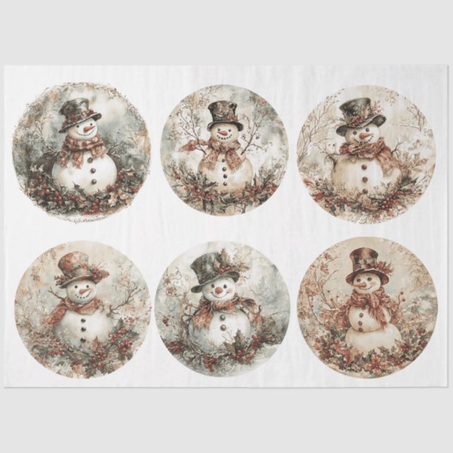 Snowman Christmas Rounds Tissue Paper (Front)