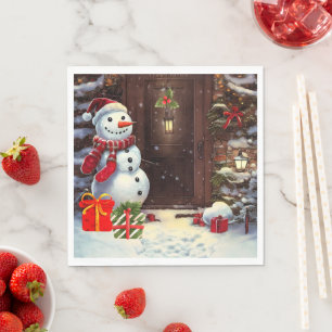 Snowman Christmas Scene Napkins