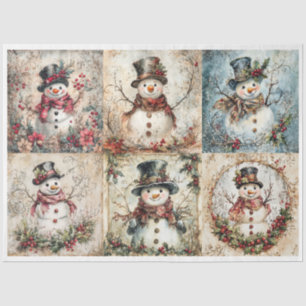 Snowman Christmas Squares Tissue Paper