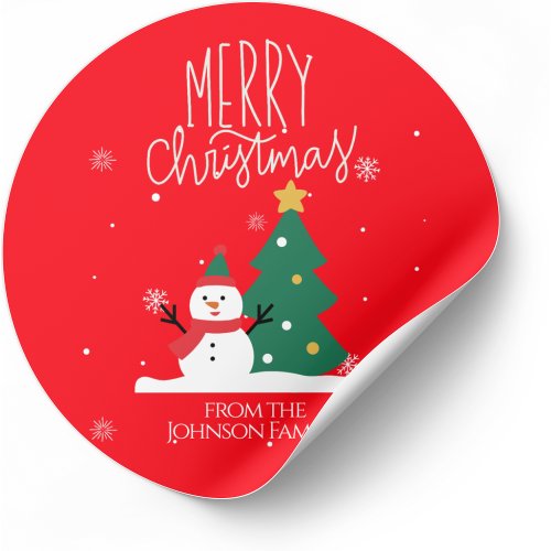 Snowman Christmas Stickers Personalize Your Gifts Classic Round Sticker