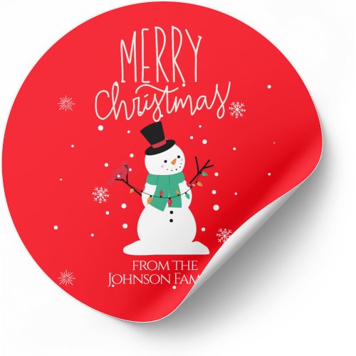 Snowman Christmas Stickers Personalize Your Gifts Classic Round Sticker
