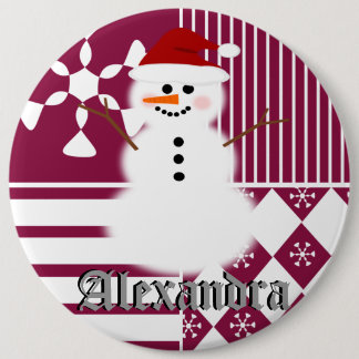 Snowman Christmas Stocking Name Tag Buttons