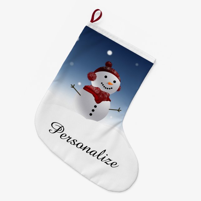 Snowman Christmas Stocking - Personalized Name (Front (Hanging))
