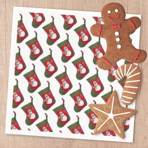 Snowman Christmas Stocking Tiled Pattern Napkins