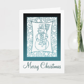 Snowman Christmas Teal Holiday Card by Janz