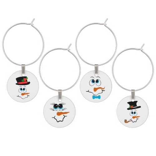 Snowman Christmas Themed Wine Charms