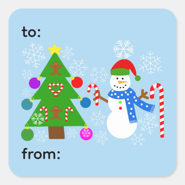Snowman & Christmas Tree #2-3 Stickers (Front)