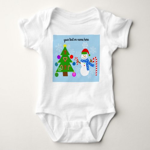 Snowman  Christmas Tree 2 Baby Bodysuit