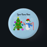 Snowman & Christmas Tree #2 Button<br><div class="desc">Snowman & Christmas Tree #2</div>