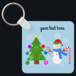 Snowman & Christmas Tree #2 Keychain<br><div class="desc">Snowman & Christmas Tree #2</div>