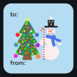 Snowman & Christmas Tree #3-3 Stickers<br><div class="desc">Snowman & Christmas Tree #3</div>