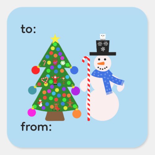 Snowman  Christmas Tree 3_3 Stickers