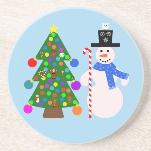 Snowman  Christmas Tree 3 Coaster