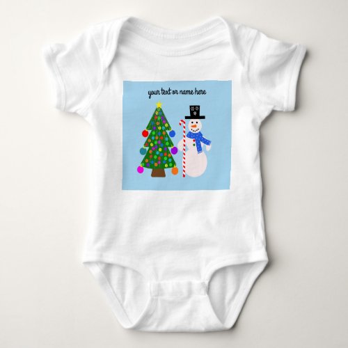 Snowman  Christmas Tree 4 Baby Bodysuit