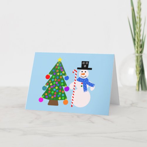 Snowman  Christmas Tree 4 Card