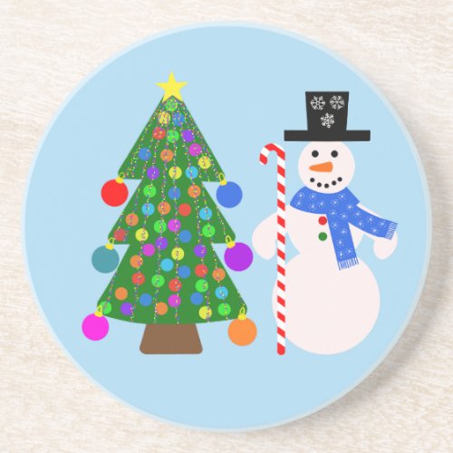Snowman  Christmas Tree 4 Coaster