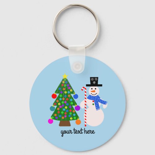Snowman  Christmas Tree 4 Keychain 
