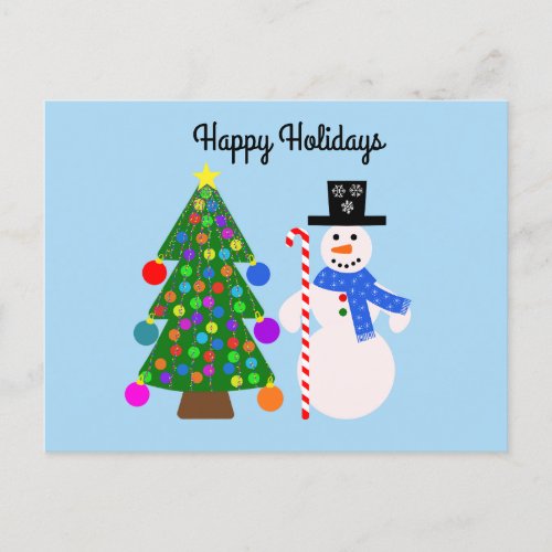Snowman  Christmas Tree 4 Postcard