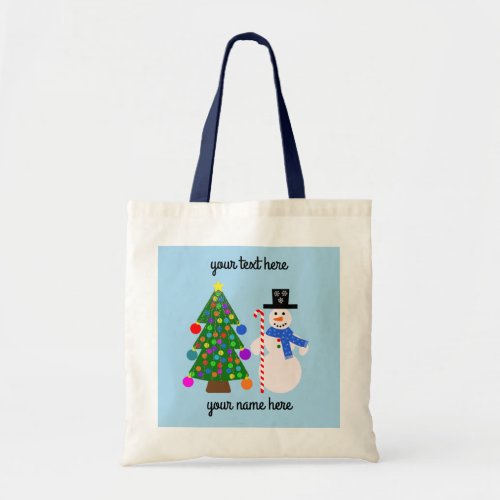 Snowman  Christmas Tree 4 Tote Bag