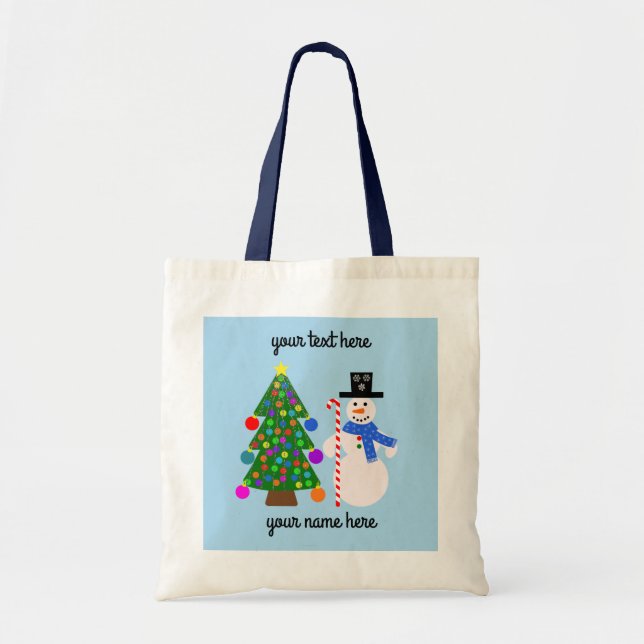 Snowman & Christmas Tree #4 Tote Bag (Front)