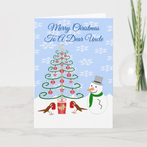 Snowman Christmas Tree Design Uncle Christmas Holiday Card