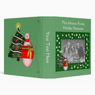 Snowman Christmas Tree Holiday Personalized  3 Ring Binder