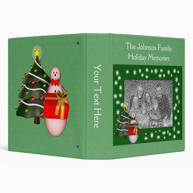 Snowman Christmas Tree Holiday Personalized  3 Ring Binder (Background)