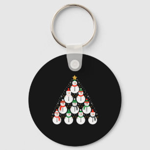 Snowman Christmas Tree Lights Santa Hat Family Xma Keychain