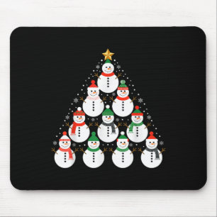 Snowman Christmas Tree Lights Santa Hat Family Xma Mouse Pad