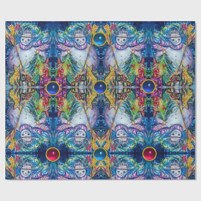 SNOWMAN ,CHRISTMAS TREE,TOYS,GEMSTONES Abstract Wrapping Paper (Flat)