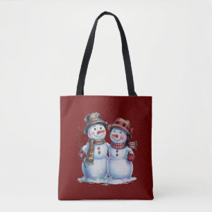 Snowman Christmas Vintage Holiday Tote Bag