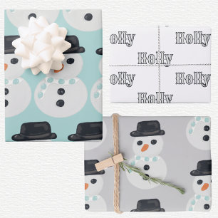 Snowman Christmas Wrapping Paper Sheets