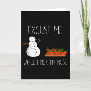 Snowman Cking Nose. Funny Christmas Pun. Boys Men Card
