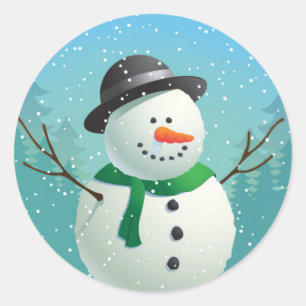 Snowman Classic Round Sticker